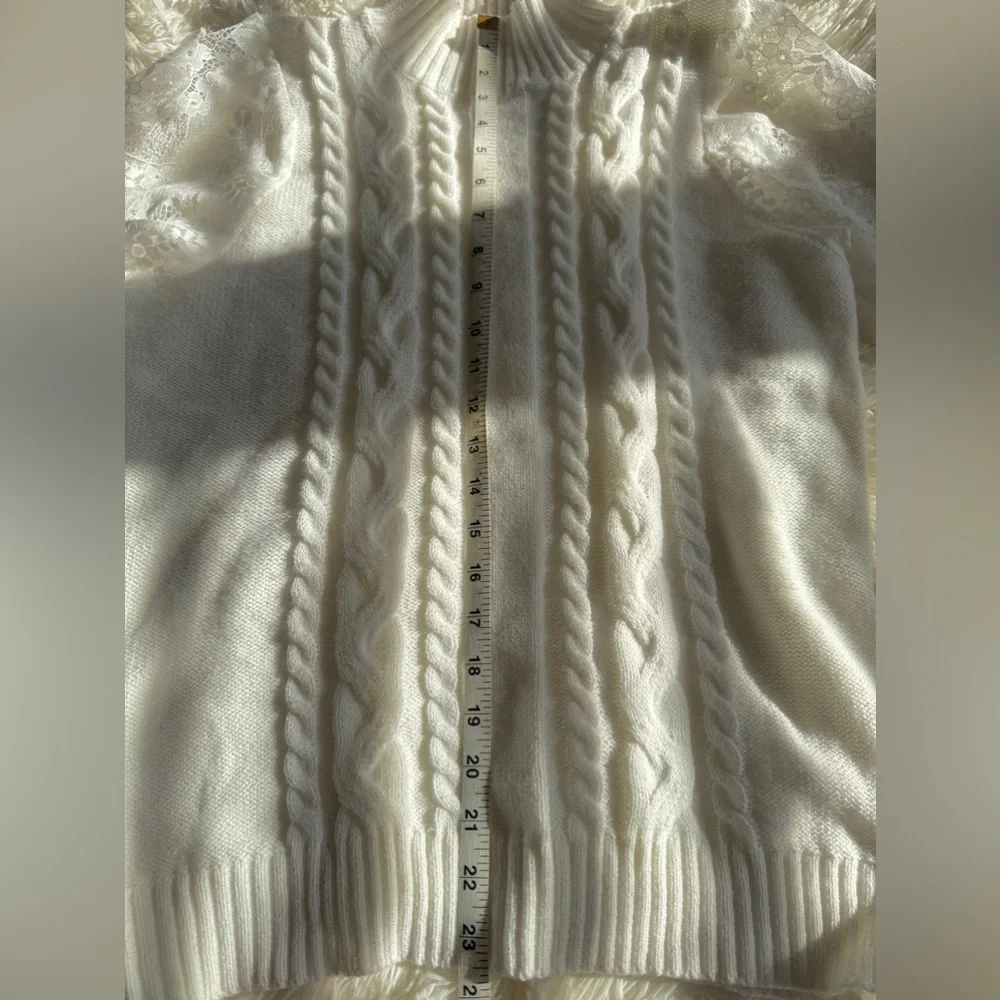 NWOT Cable-Knit Lace-Sleeved Sweater - Picture 9 of 11